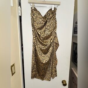 🐆 For Love & Lemons Leopard Draped Satin Skirt – Size XL